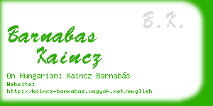 barnabas kaincz business card